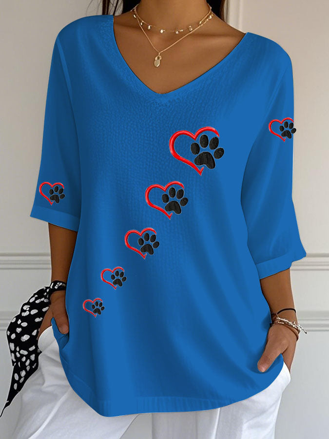 Women's Paw Print Casual T-shirt