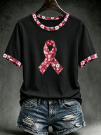 Women's Breast Cancer Awareness Month Pink Printed Round Neck T-Shirt