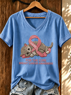 Women'S Breast Cancer Promotional Print Short Sleeved T-Shirt