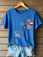 Women'S Paw Print Casual T-Shirt