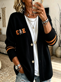 Women'S Football Printed Knitted Cardigan