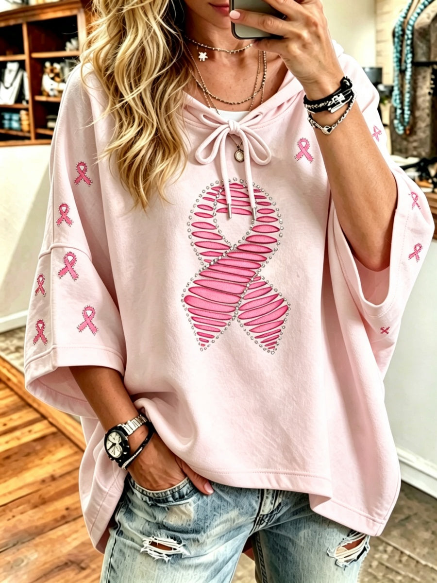 Women's Breast Cancer Awareness Ribbon Pattern Hoodie