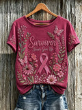 Women's Retro Breast Cancer Print T-shirt