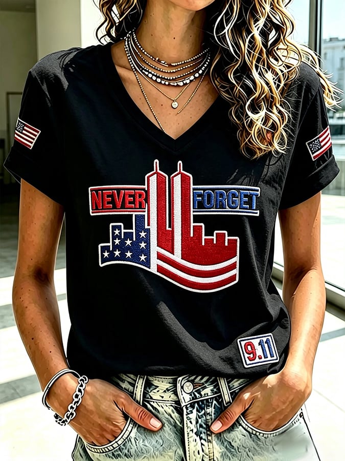 Women's Never Forget September 11 Print T-Shirt
