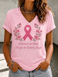 Women'S Casual Breast Cancer Awareness Promotion Pink Art T-Shirt