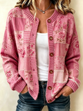 Ladies' Casual Patchwork Knitted Cardigan Top