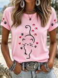 Women'S Cat Printed Casual T-Shirt