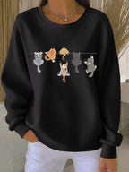 Women'S Cute Cat Printed Casual Texture Sportswear