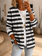 Women'S Striped Polka Dot Printed Casual Cardigan