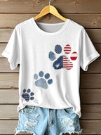 Women'S Paw Print Casual T-Shirt