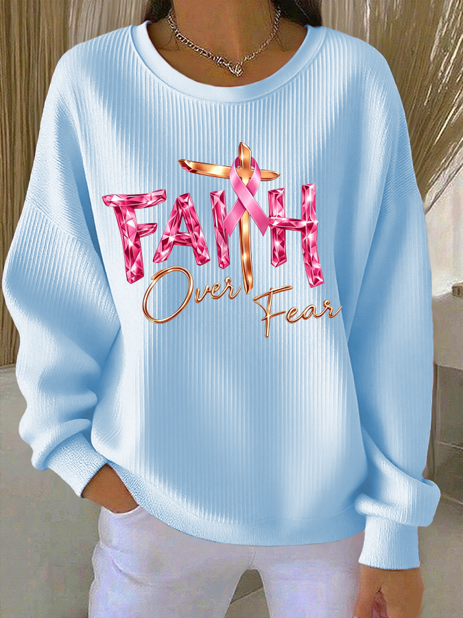 Women'S Faith Over Fear  Print Casual Texture Sportswear