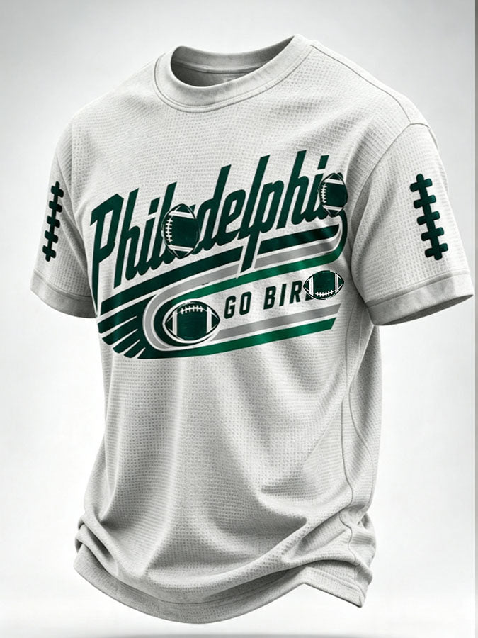 Men's Eagles and Go Birds Football Print Waffle T-shirt
