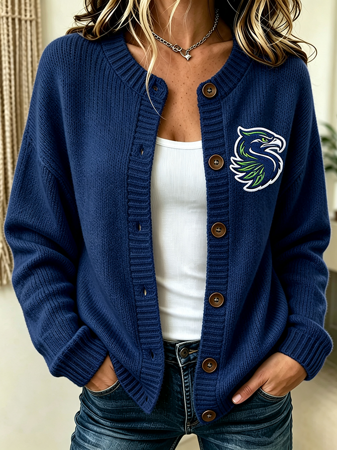 Women'S Casual Football Plant Knitted Cardigan Top