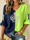 Women's Football Print Waffle Top