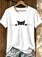 Women'S Retro Cat Print T-Shirt