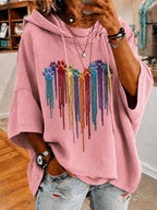 Women's Colorful Dog Heart Casual Hoodie