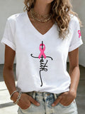 Women'S Pink Faith Printed Casual T-Shirt