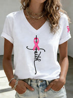 Women'S Pink Faith Printed Casual T-Shirt
