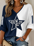 Women'S Football Print Waffle  Top