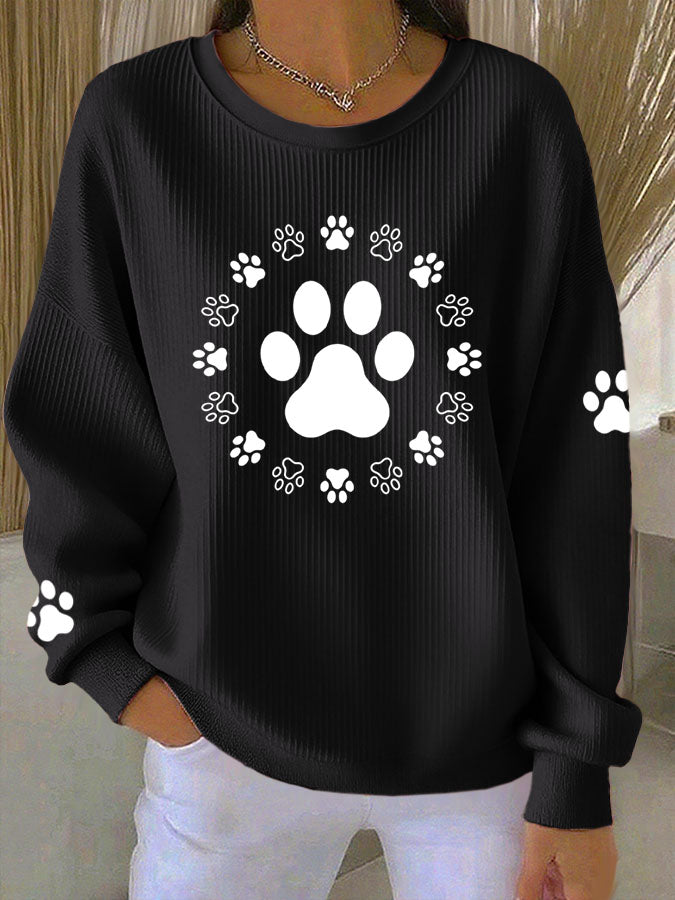 Women's Dog Paw Print Casual Sweatshirt