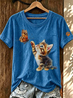 Women'S Cat Paw Printed T-Shirt
