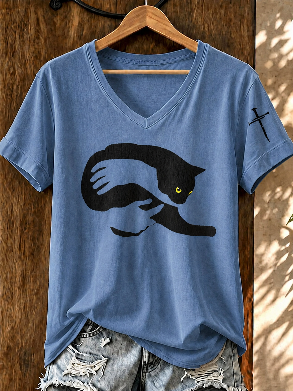 Women'S Cute Cat Faith Printed Casual T-Shirt