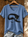 Women'S Cute Cat Faith Printed Casual T-Shirt