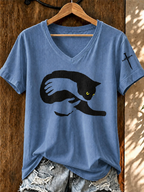 Women'S Cute Cat Faith Printed Casual T-Shirt