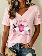 Women'S In October We Wear Pink Print Short-Sleeve T-Shirt