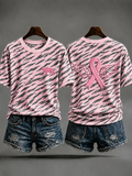 Women'S Animal Print Breast Cancer Prevention T-Shirt