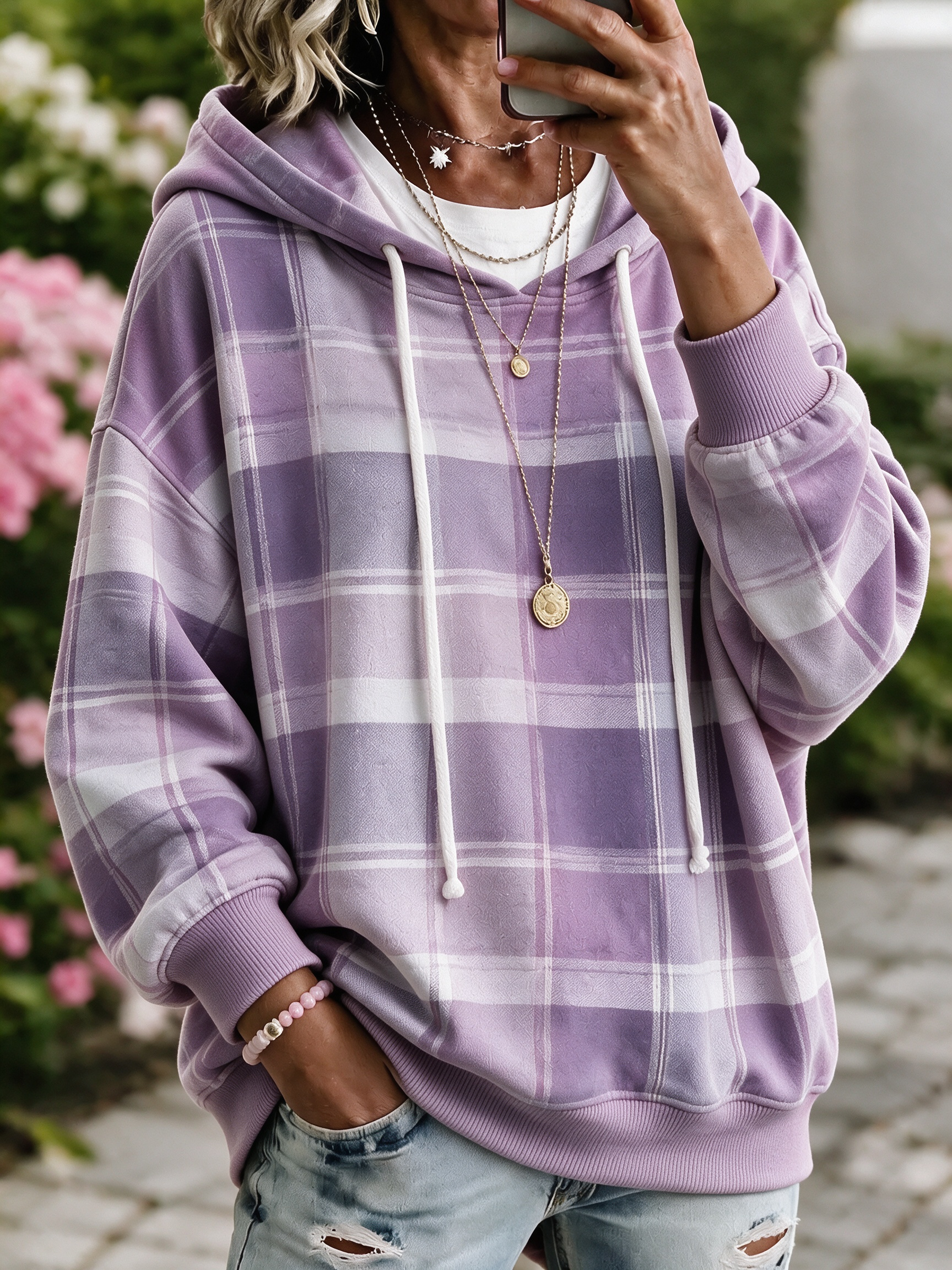 Women's Geometric Art Flower Hoodie