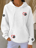 Women'S Dog Paw Heart Printed Hoodie