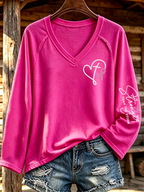 Women'S Breast Cancer Awareness Printed Long Sleeve T-Shirt