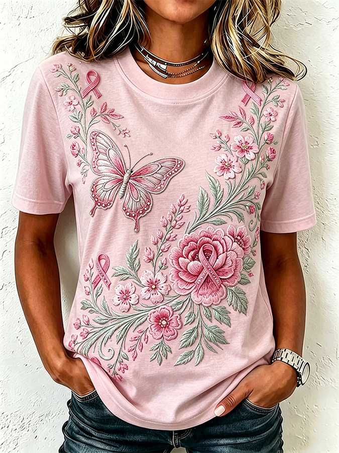 Women'S Breast Cancer Awareness Month Print T-Shirt