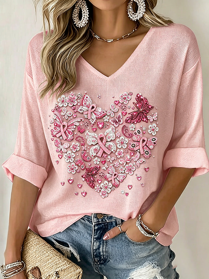 Women'S Love Butterfly Printed Top