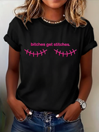 Women'S Casual Breast Cancer Prevention And Treatment Charity Printed Round Neck T-Shirt