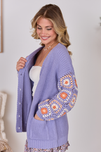 Posie Crochet Purple Sweater FINAL SALE