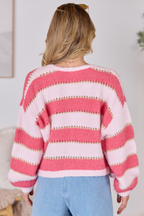 Hope Pink Stripes Open Cardigan FINAL SALE