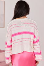 Joella Pink Striped Open Cardigan FINAL SALE
